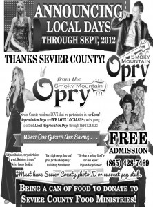 LARGE seviercountyDays and can goods aug thru september 2012