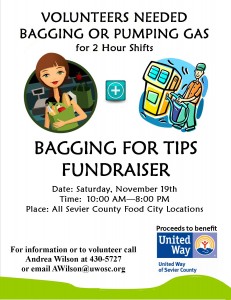 United Way Bagging for tips - pumping gas for tips
