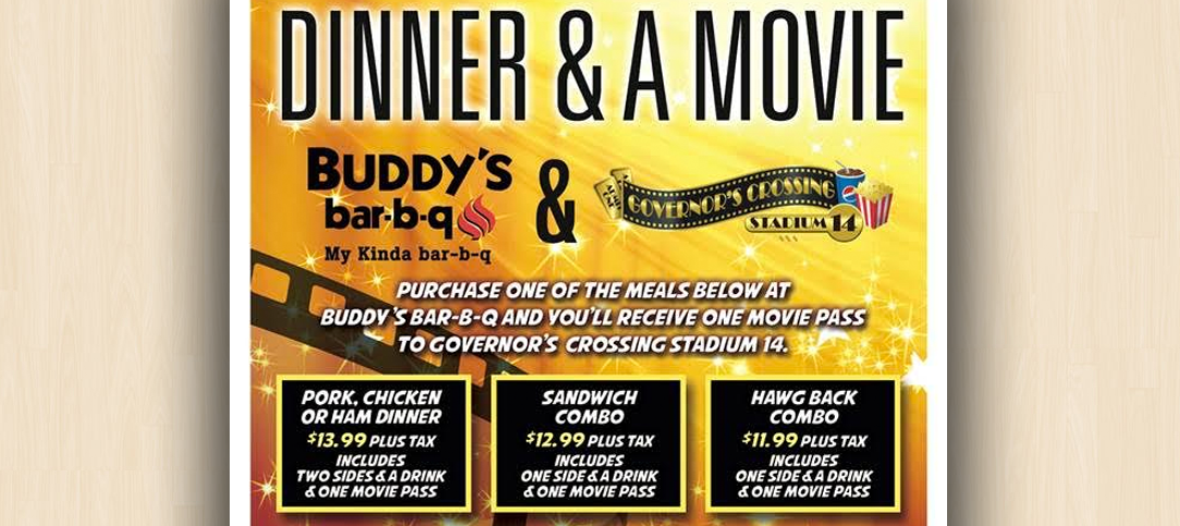 Buddy’s bar-b-q “Dinner & A Movie” is back!