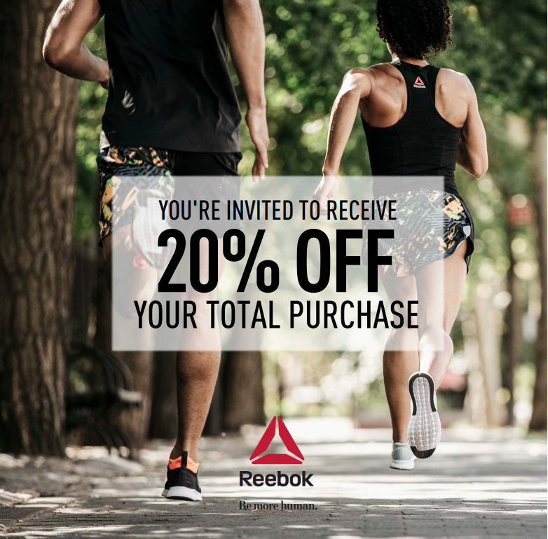 20% Off Sale at Reebok – June 22nd and 23rd