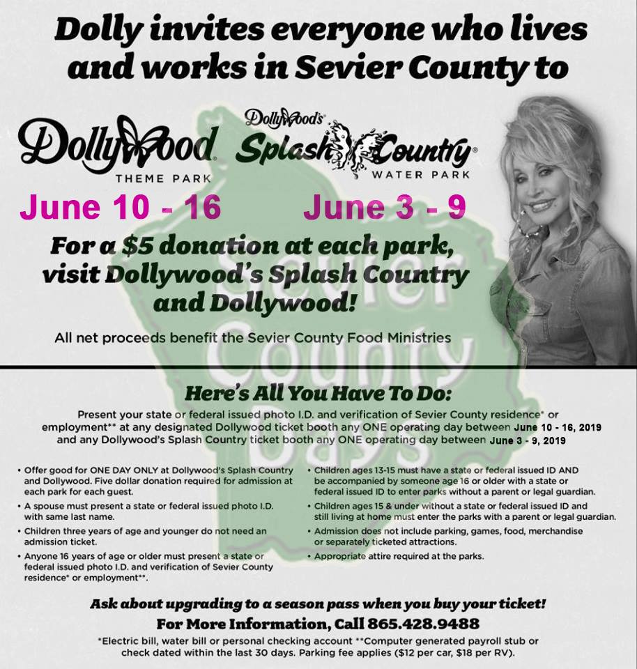 Dollywood Splash Country & Dollywood Sevier County Days Specials